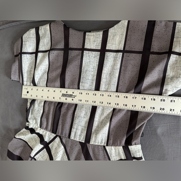 Vintage Studio 36 Women’s Black Gray Plaid patchwork A-Line Midi Dress Size 10 - Picture 12 of 13